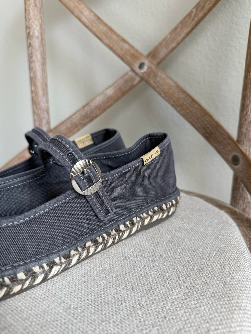 Free people Oasis Mary Jane Espadrilles washed black
